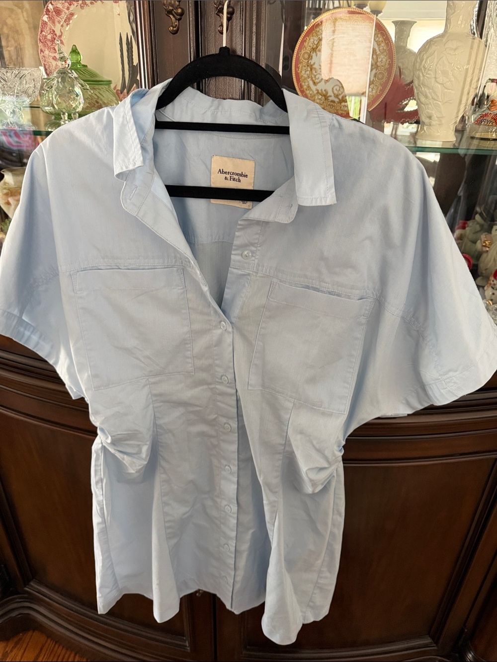 Abercrombie & Fitch Light Blue Short Sleeve Button-Down Shirt